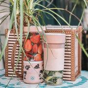 Portable blenders with tropical stickers