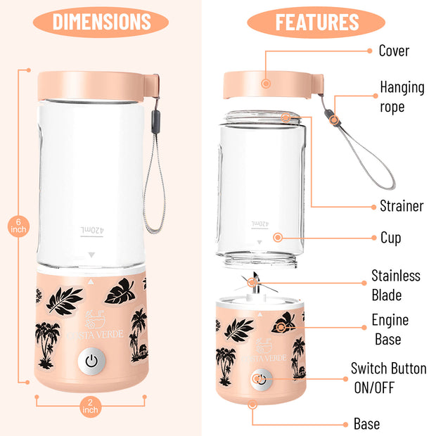 pink personal portable blender